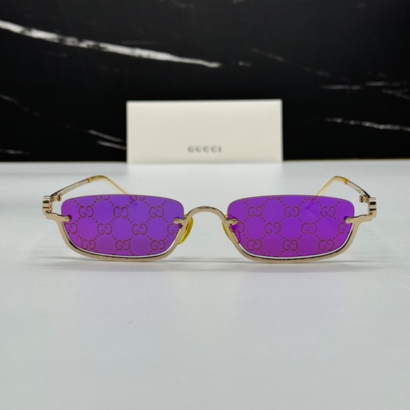 NEW AUTHENTIC GUCCI MICRO METAL GUCCI SUNGLASSES WITH PINK GG LENSES - Picture 1 of 14